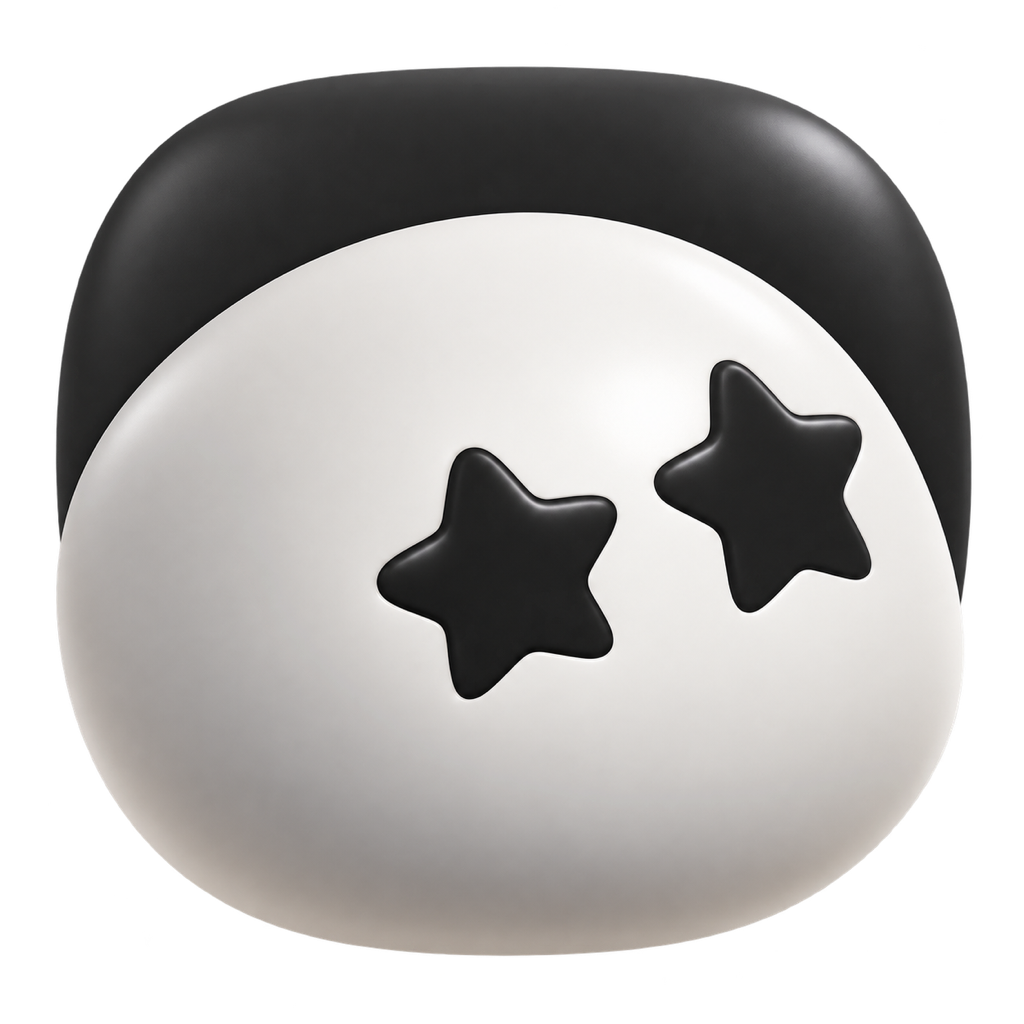 A soft three-dimensional Grokbord bot with two black star eyes